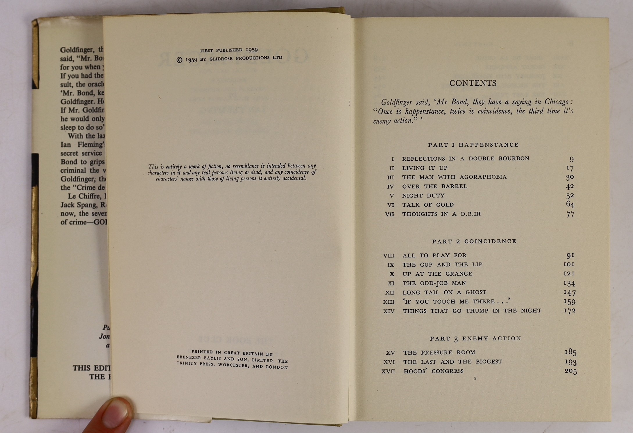 Fleming, Ian - You Only Live Twice, 1st edition, 8vo, original cloth, in unclipped d/j, ownership inscription to front fly leaf, Jonathan Cape, London, 1964; Goldfinger, Book Club Edition, in d/j, London, 1959 and From R